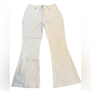 10 Crosby Derek Lam High Rise Flare Trouser Size 12 Cream Ivory Tailored